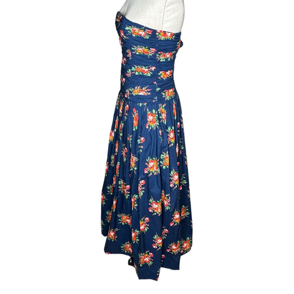 CARA CARA Montreal Maxi Gemma Scarf Blue Floral Strapless Gown Women's‎ Size 2 - Picture 3 of 13